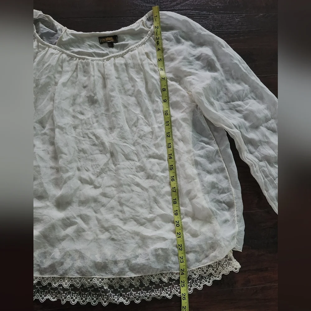 AMANTI SHEER SILK BLOUSE TOP - Picture 5 of 11